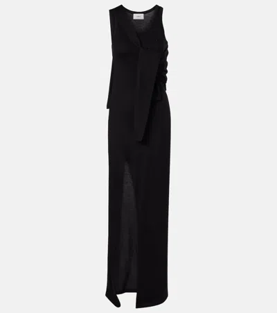 Coperni Layered Cotton-blend Jersey Maxi Dress In Black