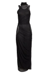 Coperni Layered Mesh Body-con Dress In Black