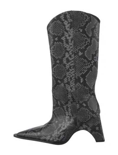 Pre-owned Coperni Leather Animal Print Boots In Black
