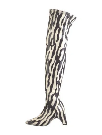 Pre-owned Coperni Leather Animal Print Boots In Neutrals