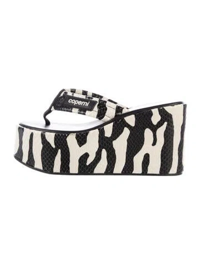 Pre-owned Coperni Leather Animal Print Flip Flops In Black