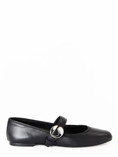 COPERNI COPERNI LEATHER BALLERINA FLATS WITH METAL C-LOGO BUCKLE