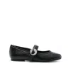 Coperni Black Ballerinas With Metallic Logo And Strap