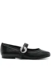 Coperni Black Ballerinas With Metallic Logo And Strap