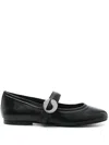 Coperni Calf Leather Ballerinas In Black With Logo-buckle Fastening