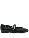 Coperni Black Ballerinas With Metallic Logo And Strap In Black