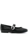 Coperni Leather Mary Jane Ballerina Flat In Black