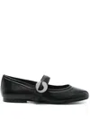 Coperni Black Ballerinas With Metallic Logo And Strap In Black