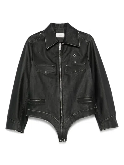 Coperni Leather Body Jacket In Black