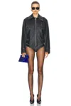 Coperni Long-sleeved One-piece Leather Jacket In Black