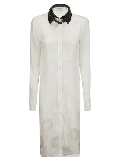 Coperni Leather Collar Belt Dress In White