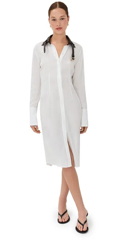 Coperni Leather Collar Belt Dress White