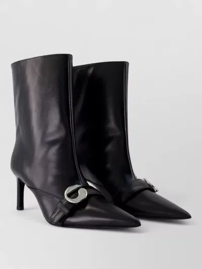 Coperni Leather Heeled With Belt Detail Boot In Black