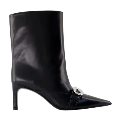 Coperni Leather Heeled With Belt Detail Boot In Black