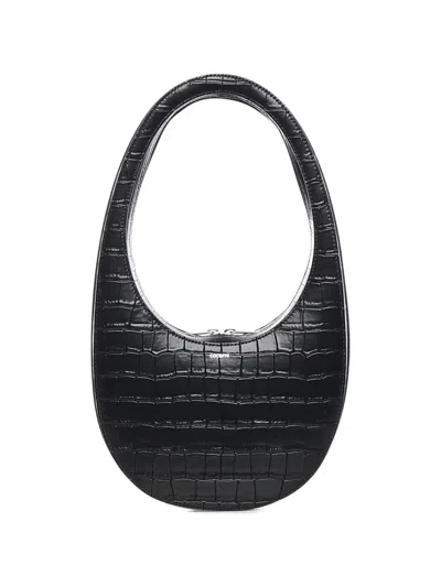 Coperni Croco Swipe Leather Shoulder Bag In Black