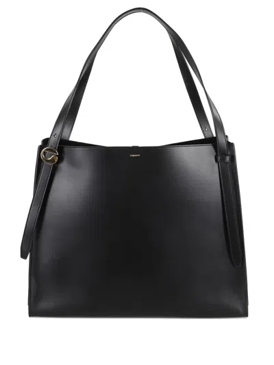 Coperni Leather Tote Bag In Black
