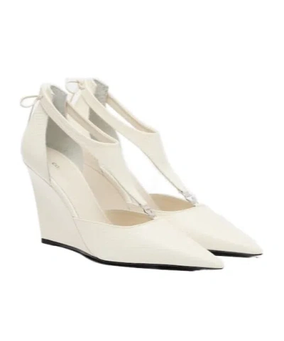 Coperni Leather Wedge Heels In White