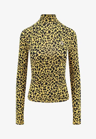 Coperni Leopard Print High-neck Top In Multi