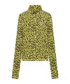 Coperni Leopard Print Turtleneck Sweater In Green