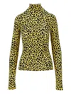 Coperni Leopard-print Turtleneck Top In Yellow