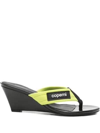 Coperni Lift Flip Flop Sandals Woman Black And Lime In Multi