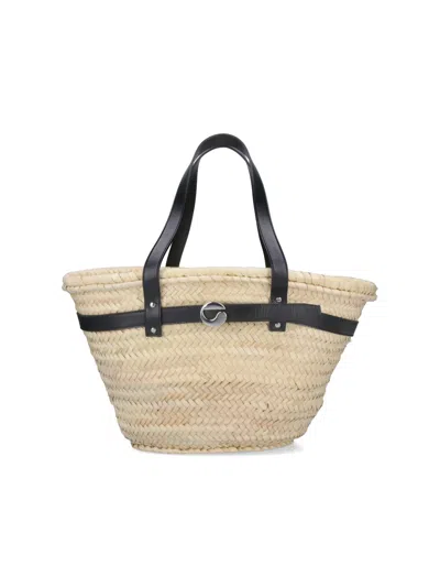 Coperni Lightweight Palm And Leather Crossbody Bag In Beige