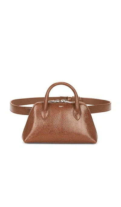 Coperni Lizard Print Duffle Belt Bag In Brown Camel