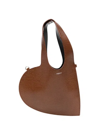 Coperni Lizard Print Mini 'heart' Tote In Brown