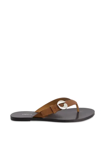 Coperni Lizard-effect Buckle Sandals In Brown