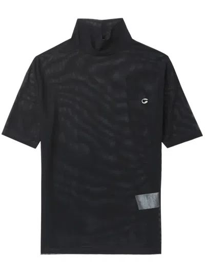 Coperni Logo-appliqué Mesh Top In Black