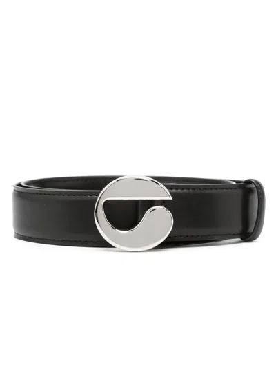 Coperni Logo Leather Belt In Black