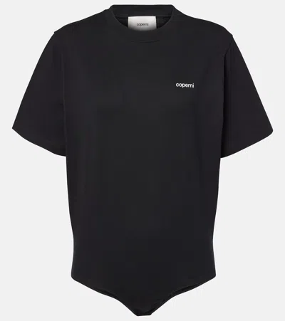 Coperni Logo Cotton Bodysuit In Black