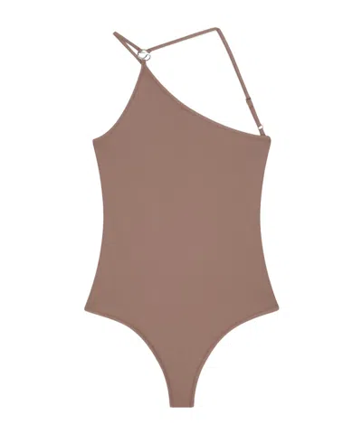 Coperni Logo Detailed One-piece Swimsuit In Brown