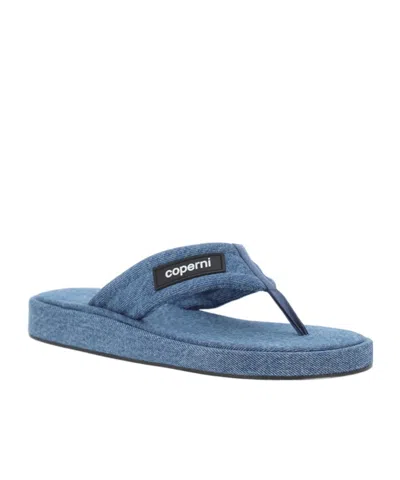 COPERNI COPERNI LOGO PATCH DENIM THONG SANDALS