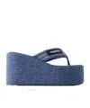 Coperni Logo-appliquéd Denim Wedge Flip Flops In Black