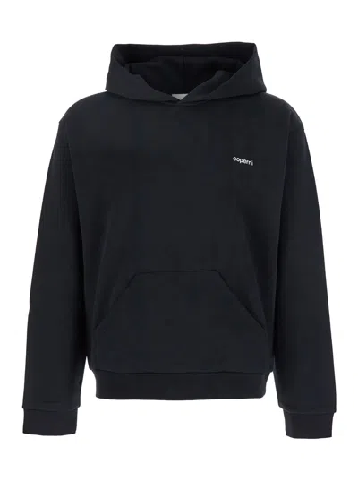 COPERNI BLACK HOODIE WITH LOGO PRINT ON THE REAR IN COTTON BLEND MAN