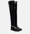 Coperni Logo Leather Over-the-knee Boots In Blue