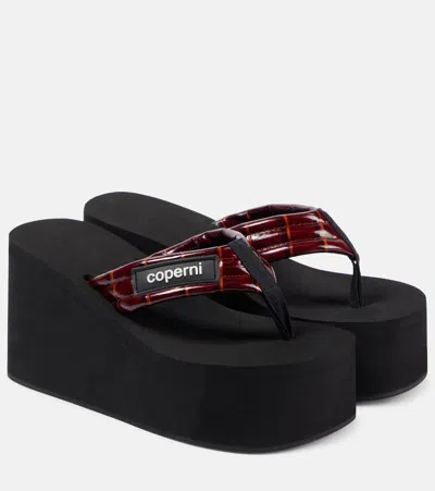 COPERNI LOGO LEATHER PLATFORM THONG SANDALS
