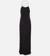 Coperni Suspended Triangle Backless Column Maxi Dress In Black