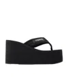 Coperni Wedge Heel Platform Sandals With Thong Strap In Black