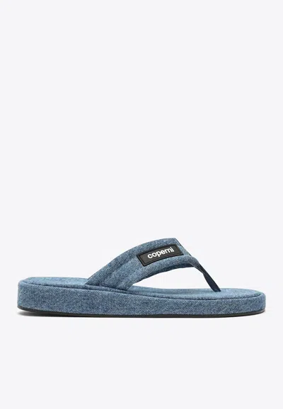 COPERNI LOGO-PATCH DENIM FLIP-FLOPS