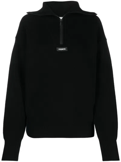 Coperni Logo Patch Half-zip Jumper In Black