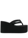 Coperni Wedge Heel Platform Sandals With Thong Strap In Black
