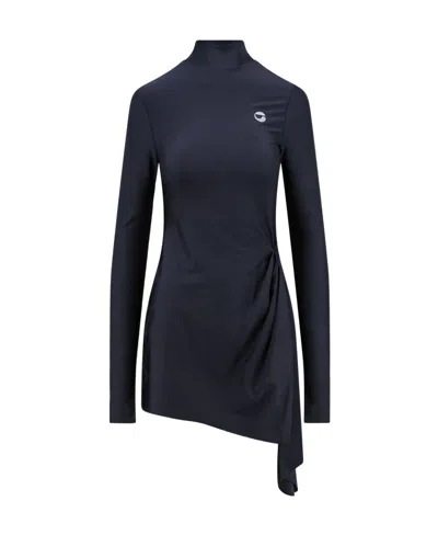 Coperni Asymmetric Midi Dress In Black