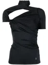 Coperni Asymmetric Draped Jersey Top In Black