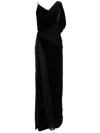 Coperni Logo-plaque Panelled Maxi Dress In Black