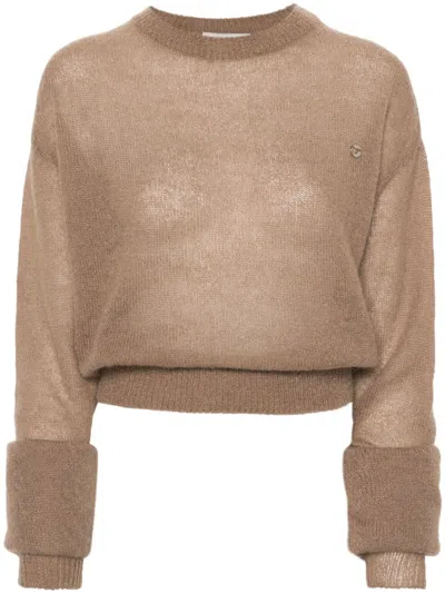 Coperni Extra-long-sleeve Jumper In Light Brown