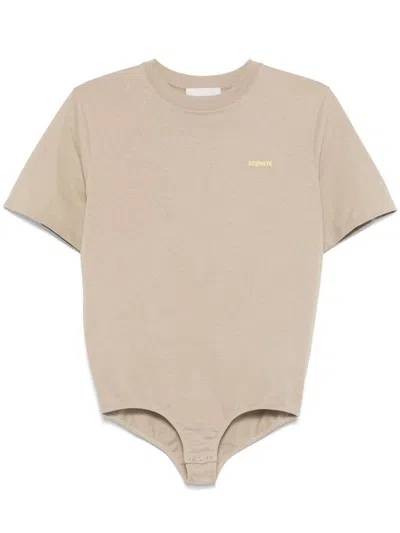 Coperni Logo-print Bodysuit In Nude