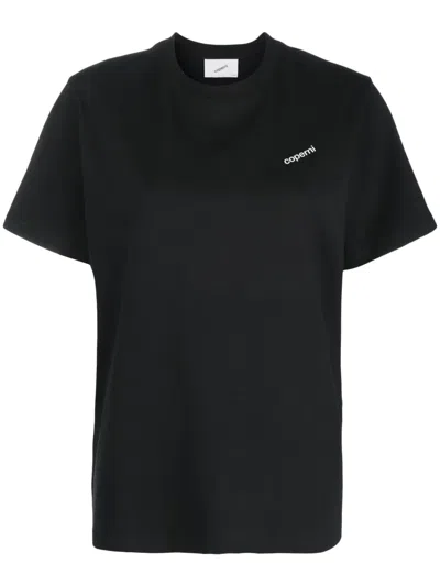 Coperni Ribbed Crew Neck Short Sleeve T-shirt In Black