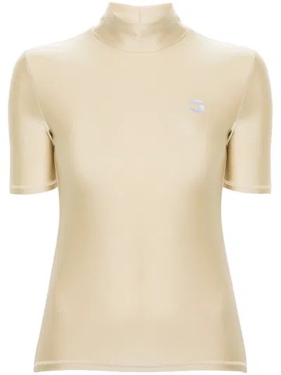 Coperni Logo-print High-neck T-shirt In Neutrals